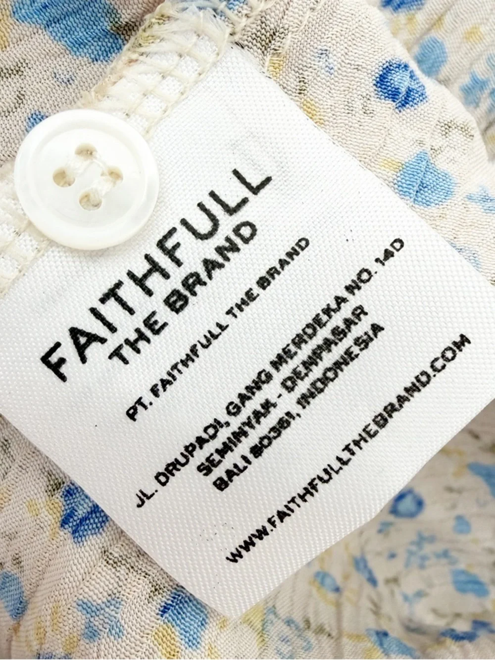 Faithfull the Brand Farrah Midi Dress Cornflower Blue Floral Butter Yellow Large
